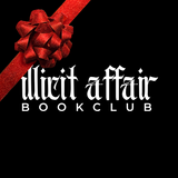 An Illicit Affair dark romance book club gift, logo with a red holiday bow