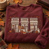 Cozy Autumn Book Embroidered Sweatshirt
