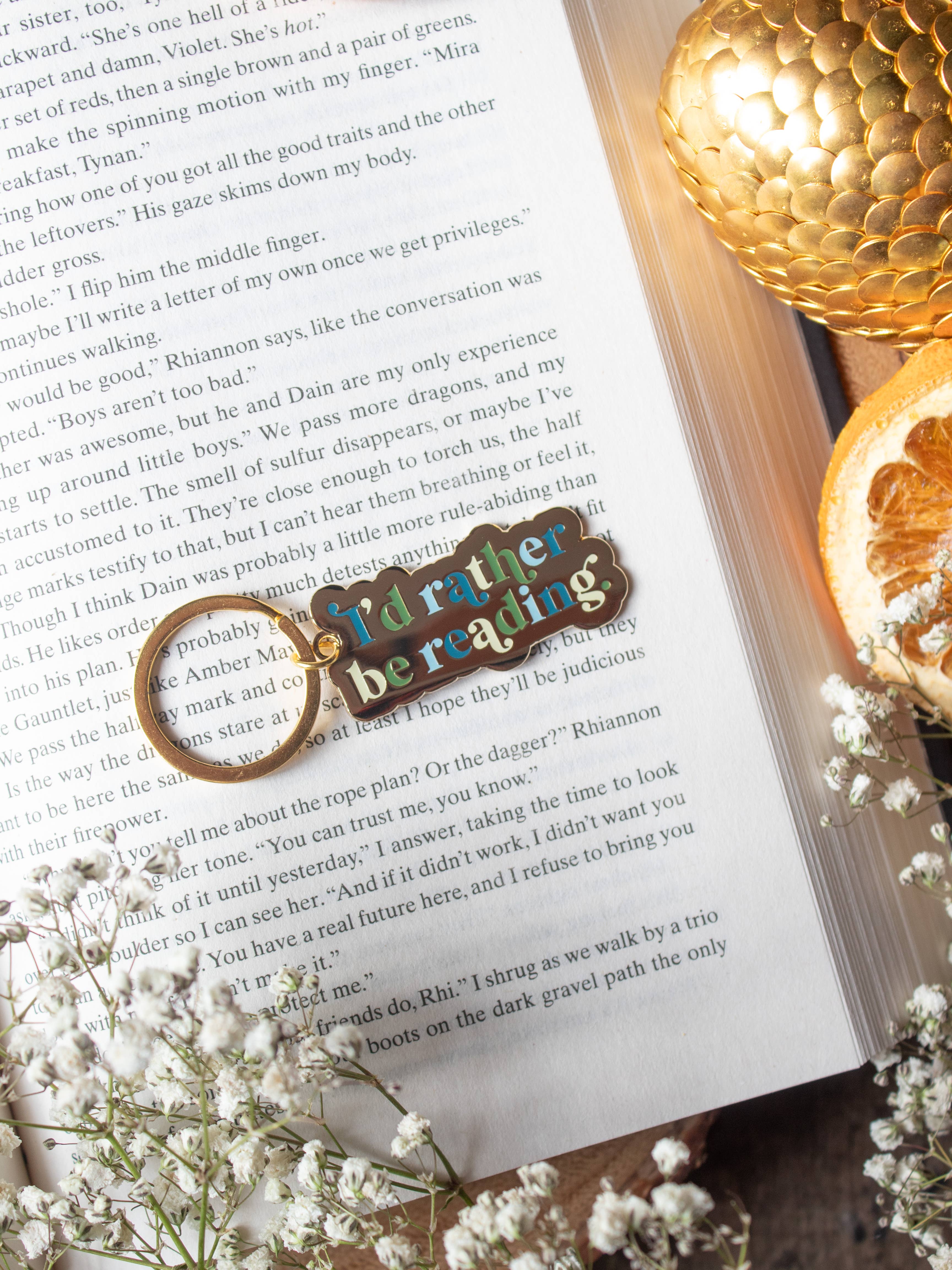 I'd Rather Be Reading Enamel Keychain