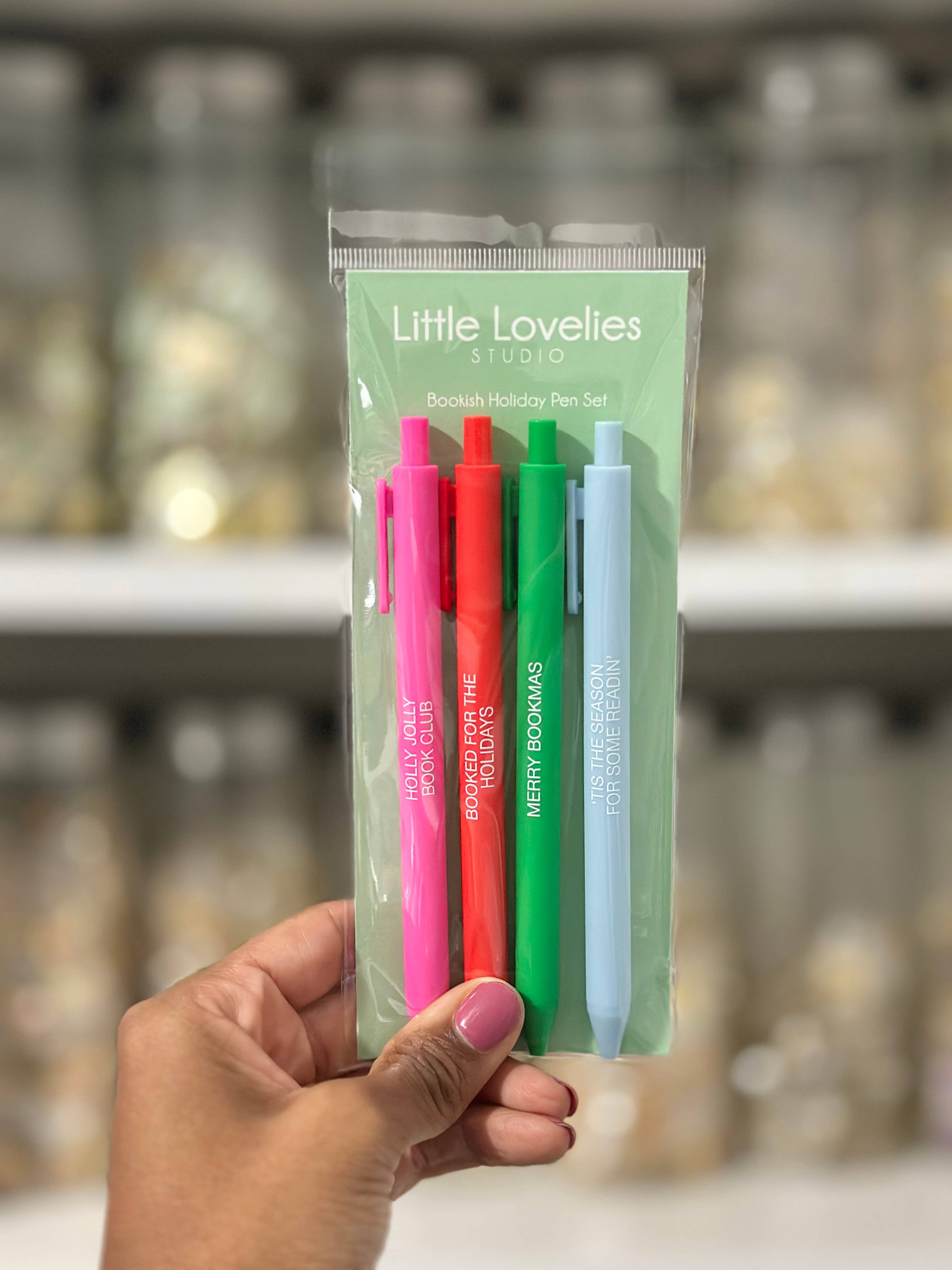 Bookish Holiday Pen Set – 4-Pack Christmas Click Pens