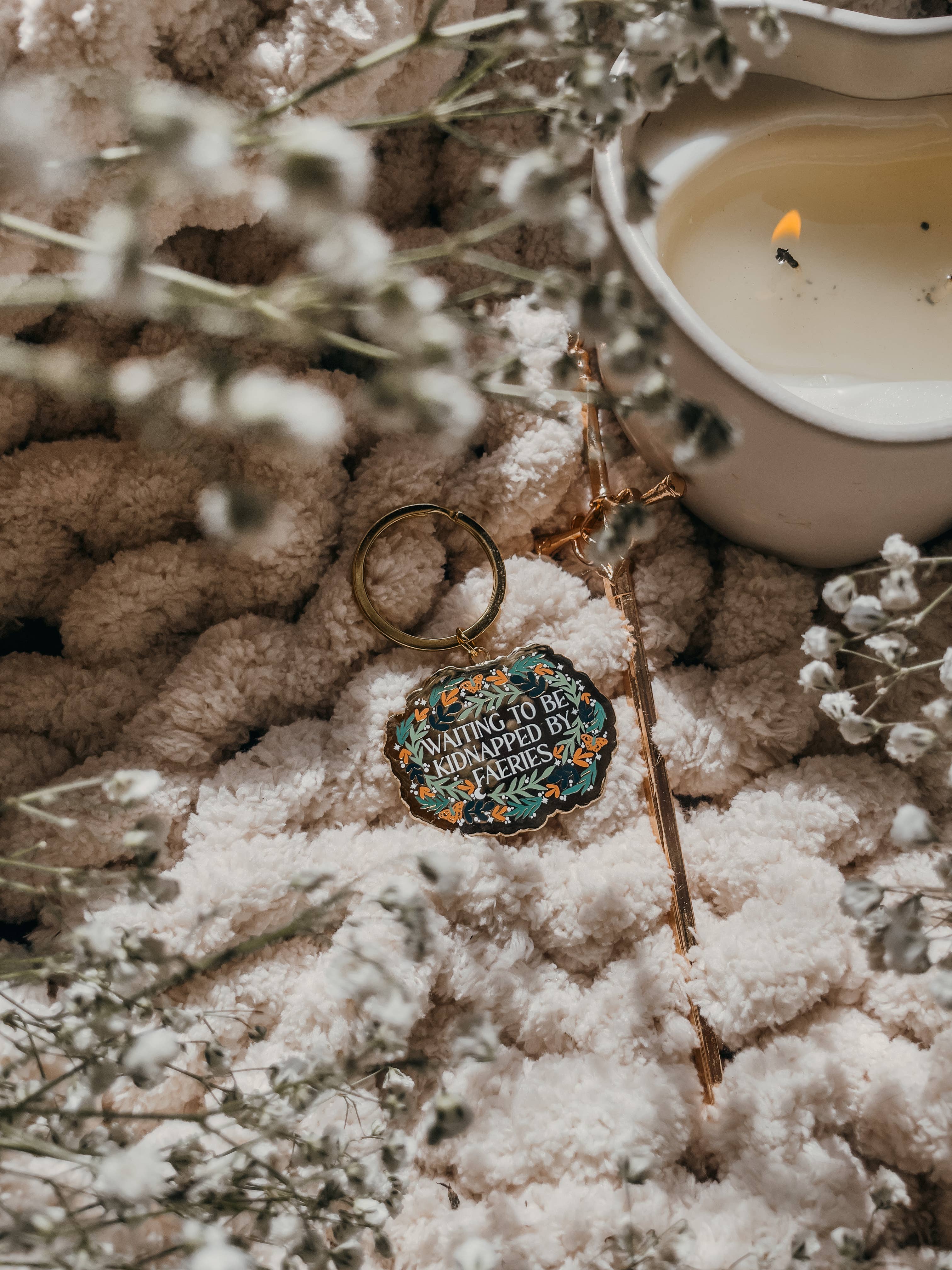 Waiting To Be Kidnapped By Faeries Enamel Keychain