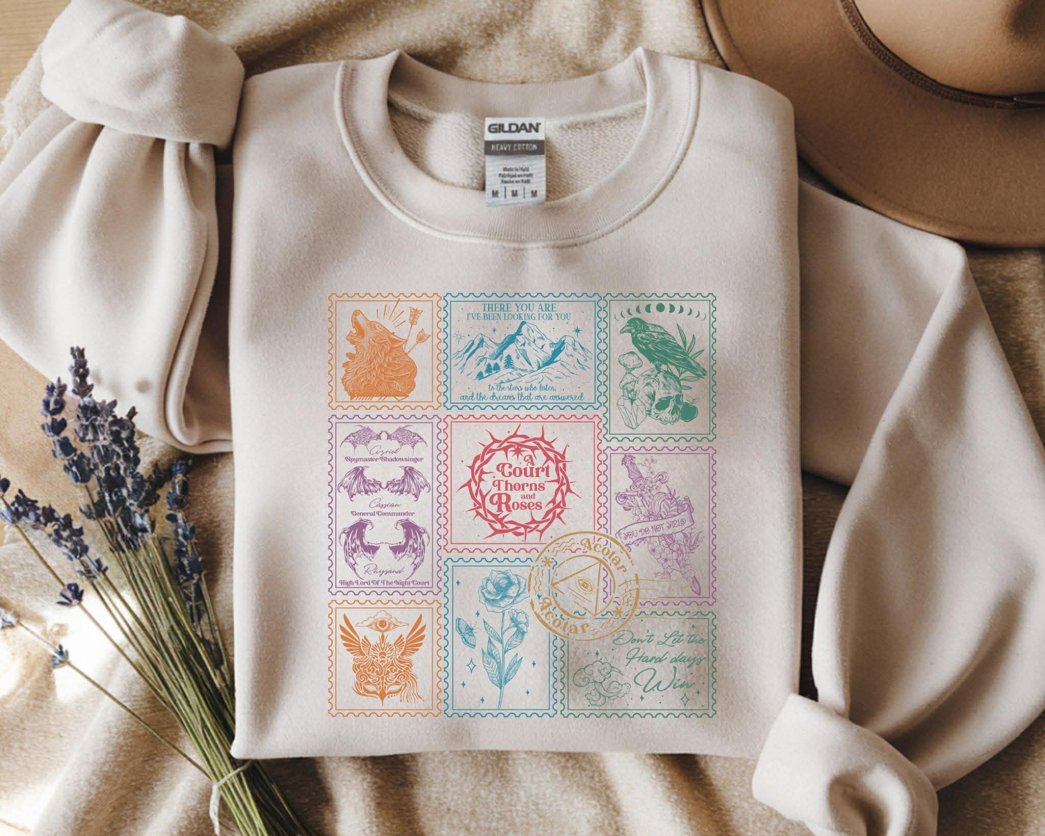 ACOTAR Stamps Collage Sweatshirt: Sand
