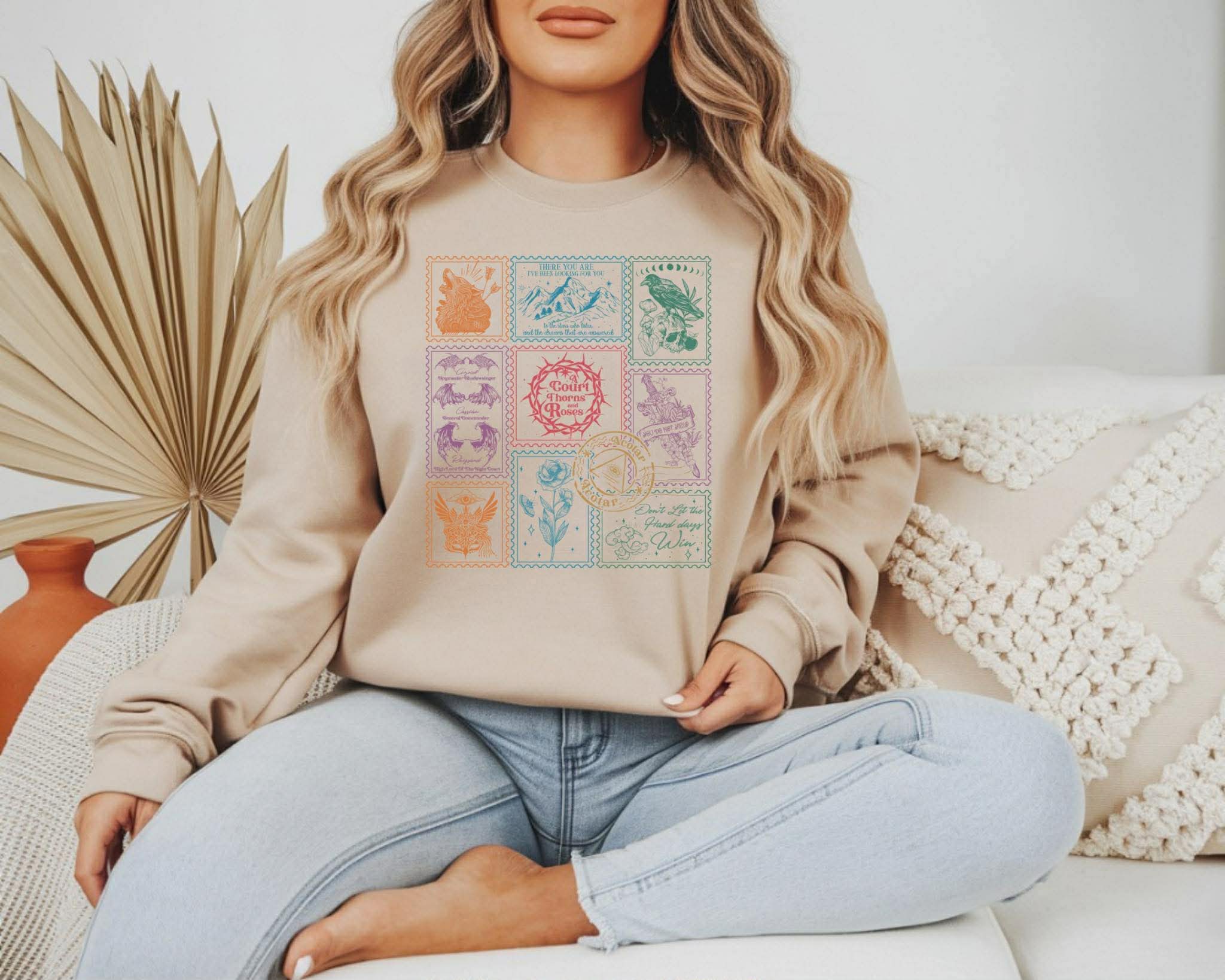 ACOTAR Stamps Collage Sweatshirt: Sand