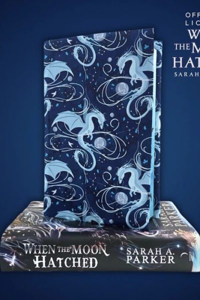 Moonplume Dragon fabric dust jacket (When The Moon Hatched)