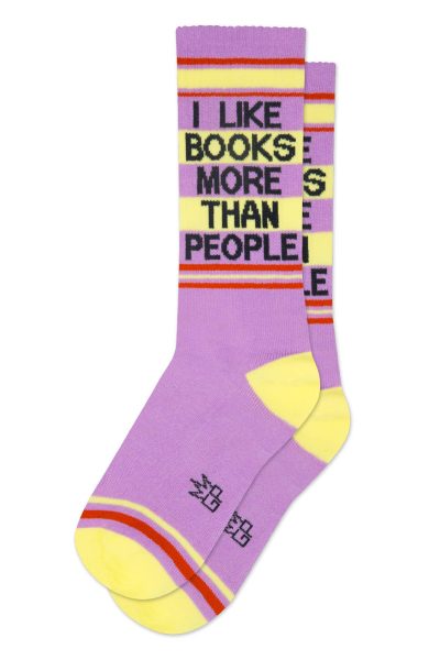 I Like Books More Than People Gym Crew Socks