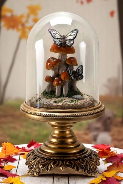 Butterfly on Toadstool Mushroom Cloche
