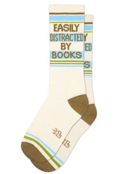 Easily Distracted By Books Gym Crew Socks